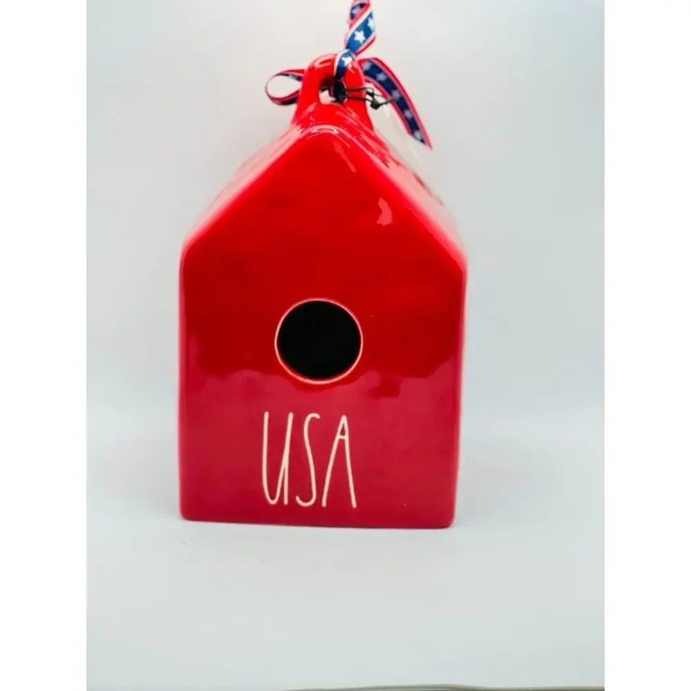 Rae Dunn USA red bird house